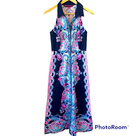 Lilly Pulitzer Dresses & Skirts - Lily Pulitzer Sleeveless Pattern Button Up Stretch Maxi Dress Woman’s Size 4